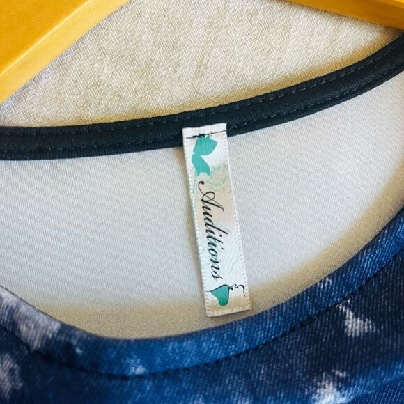 Auditions dresses | NWOT size M blue white tie dye 3/4 sleeve bodycon knee lengt - Picture 3 of 6